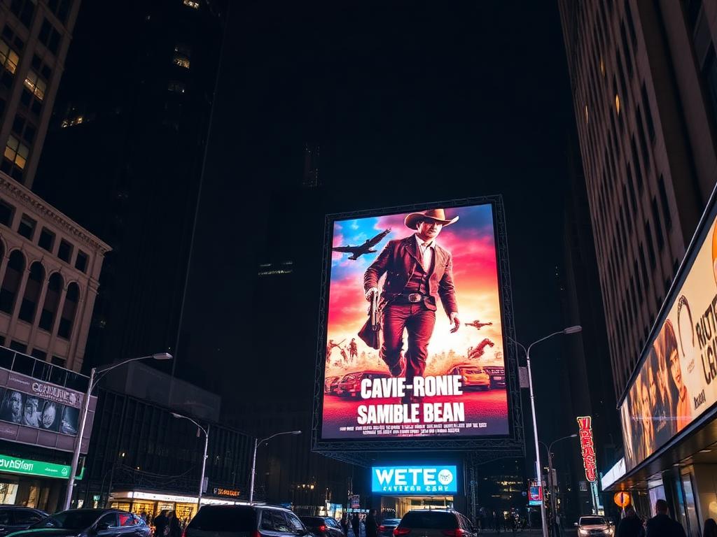 City LED billboard at night
