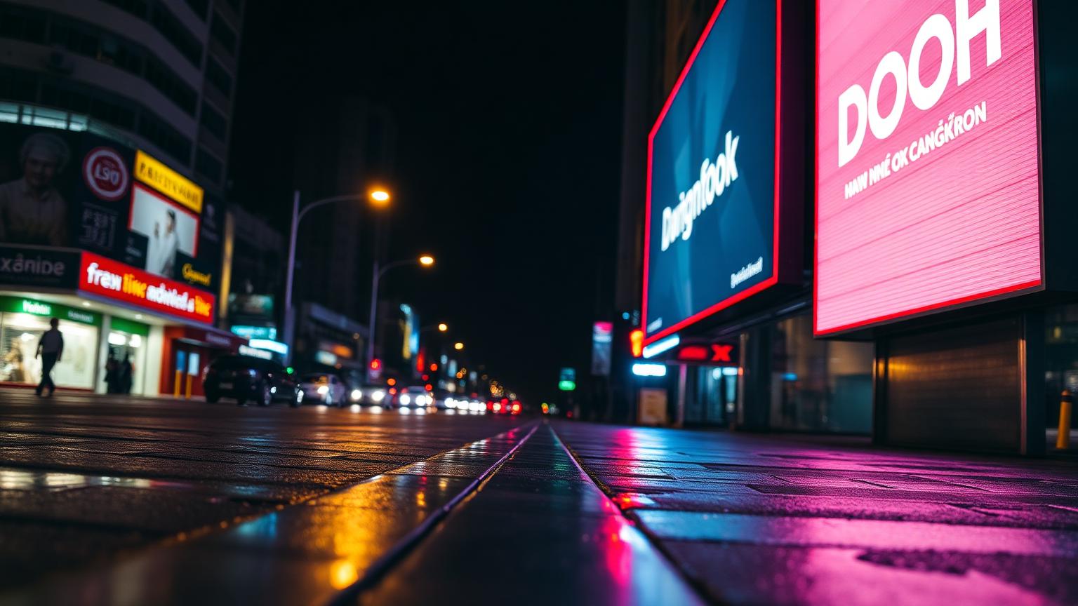 Large digital billboard reaching people in an urban environment